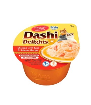 DASHI DELIGHTS POLLO CON ATUN Y SALMON 70GR