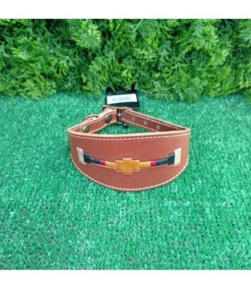 COLLAR PARA GALGO PIEL BORDADO ARGENTINO TALLA S