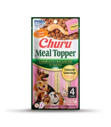 CHURU DOG MEAL TOPPER POLLO CON SALMON 4X14GR