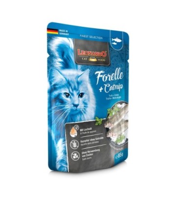 LEONARDO GRAIN FREE POUCH TRUCHA Y CATNIP 85GR