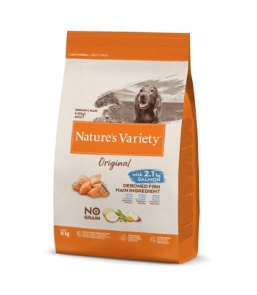 NATURES VARIETY NO GRAIN MEDIUM ADULT SALMON 10KG