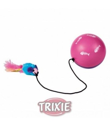 TRIXIE PELOTA CON MOTOR Y RATON CUERDA-PLUMA 9CM