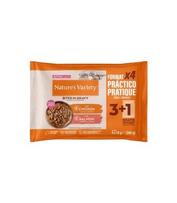 NATURES VARIETY KITTEN PACK POLLO Y SALMON 280GR