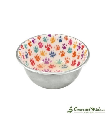 NAYECO COMEDERO INOX HUELLA MULTICOLOR 450ML