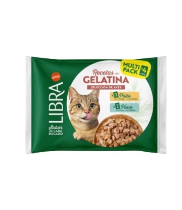 LIBRA CAT POLLO Y PAVO EN GELATINA 4x85GR